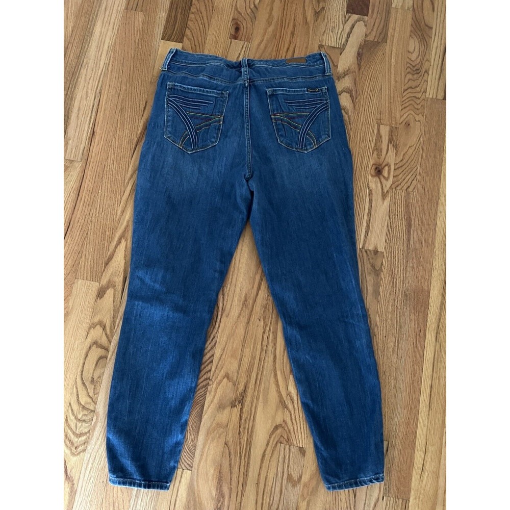Seven7 Jeans 12 Dojo Style Skinny Embellished Pockets Rinse Wash Blue Denim